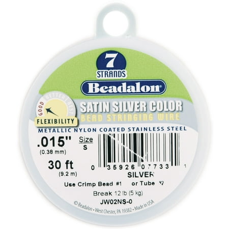 UPC: 0035926077331 | Beadalon JW02-NS-0 Stringing Wire 7-Strand 0.015-Inch (0.38-Millimeter) Diameter 30-Feet/Pkg Satin Silver