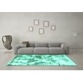 thumbnail image 3 of Ahgly Company Machine Washable Indoor Square Abstract Turquoise Blue Modern Area Rugs, 6' Square, 3 of 4