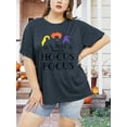 thumbnail image 2 of XCHQRTI Women Plus Size Hocus Pocus Shirt Graphic Halloween Casual Letter T-Shirt Short Sleeve Quote Funny Saying Top Tees, 2 of 7