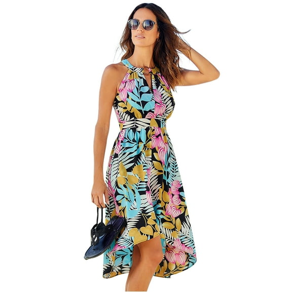 LASCANA Women's High Low Cutout Dress Screen Print