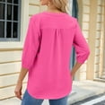 thumbnail image 6 of Womens Casual Chiffon Blouses 3/4 Sleeve Loose V Neck Pleated Button Down Shirts round Neck Tee Sports Tops for Women Training Shirt Women Womens Dressy Tee Shirts T Shirt Set Women Summer Tees for, 6 of 6