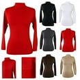 thumbnail image 2 of Women's Long Sleeve One Size Mock Turtleneck Top (Red), 2 of 3