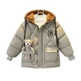 thumbnail image 2 of NAISIBABY Boys Puffer Jacket, Drawstring Hooded Fashion Pattern Long Sleeve Kids Winter Mid-Length Coat Khaki 3-4T, 2 of 6