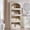 Cream, variant on SinCiDo Open High Arched Bathroom Cabinets, Bottom with Hidden Magnetic Lock Drawer, 4 Open Shelves W/ 3 Pull-out Drawers for Bathroom, Living room