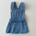 thumbnail image 2 of The Children's Sundress Casual Dresses Baby Summer Denim Solid Color Washed Sleeveless Square Neck Pleated A-Line Child Kids Dresses Sundress Outfit 3-4 T, 2 of 4