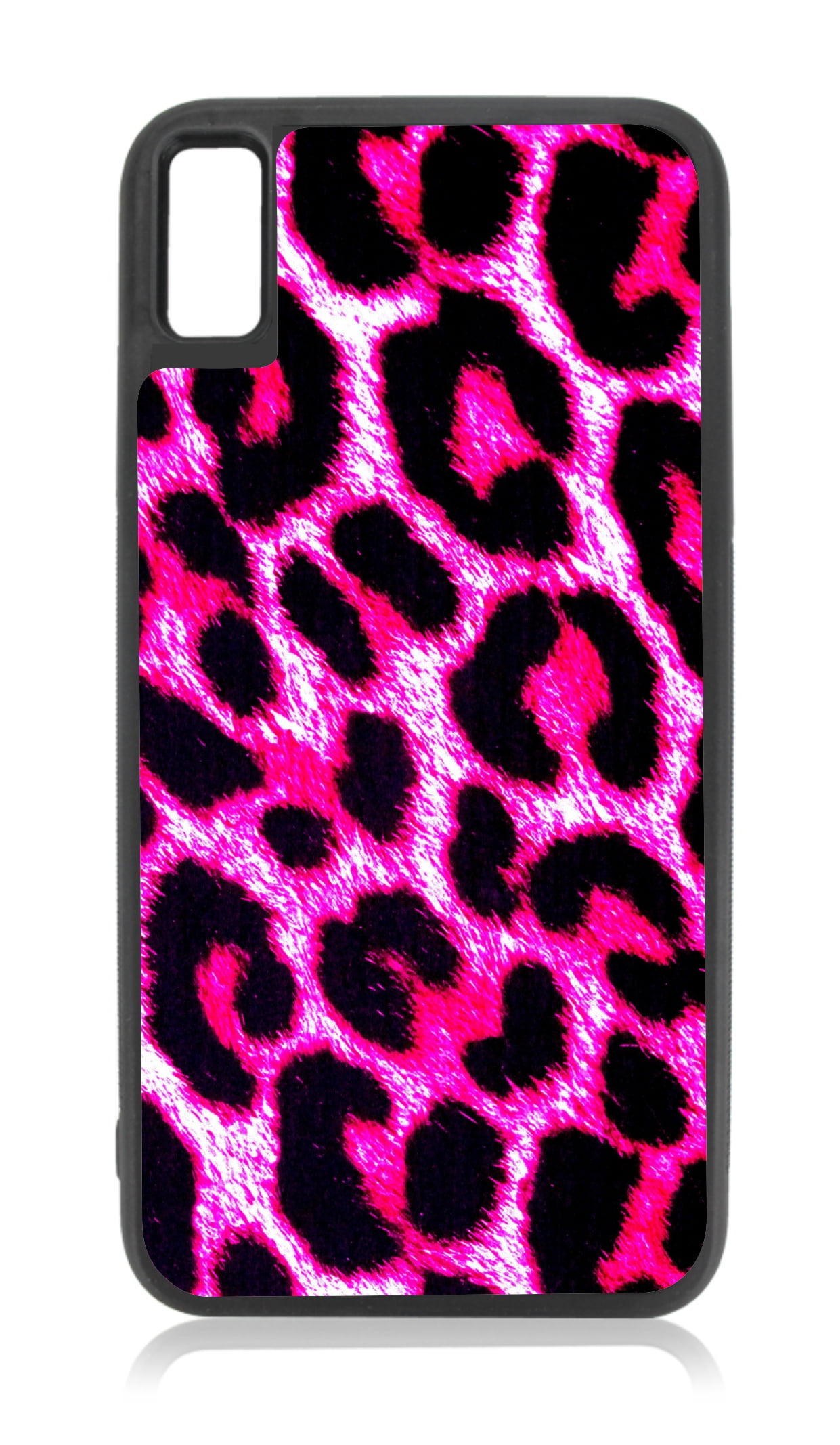 Pink Leopard Print Black Rubber Case for iPhone XR iPhone XR Phone Case iPhone XR