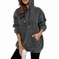 thumbnail image 2 of Women Vintage Fall Denim Casual Trendy Oversized Denim Hooded Sweatshirt Jean Cute Pullover Hoodies, 2 of 7