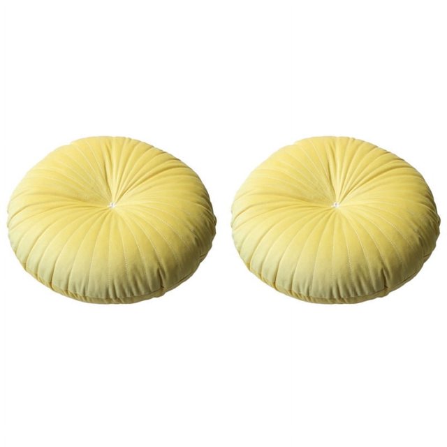 2 cojines decorativos de estilo nórdico amarillo con forma de calabaza para asiento, cojín redondo de terciopelo