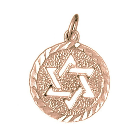 14K Rose Gold Star Of David Pendant - 20 mm