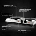 thumbnail image 2 of OVENTE Electric Countertop Double Burner, 1700W Cooktop with 7.25" and 6.10" Cast Iron Hot Plates, Temperature Control, Portable Cooking Stove and Easy to Clean Stainless Steel Base, Silver BGS102S, 2 of 8