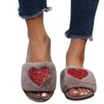 thumbnail image 4 of Kilaqueen Womens Open Toe House Slippers Anti-Skid Breathable Indoor and Outdoor Cotton Casual Soft Sole Fluffy Memory Foam Home Slippers Comfortable Slip On Heart Love Fuzzy Slipper, 4 of 9