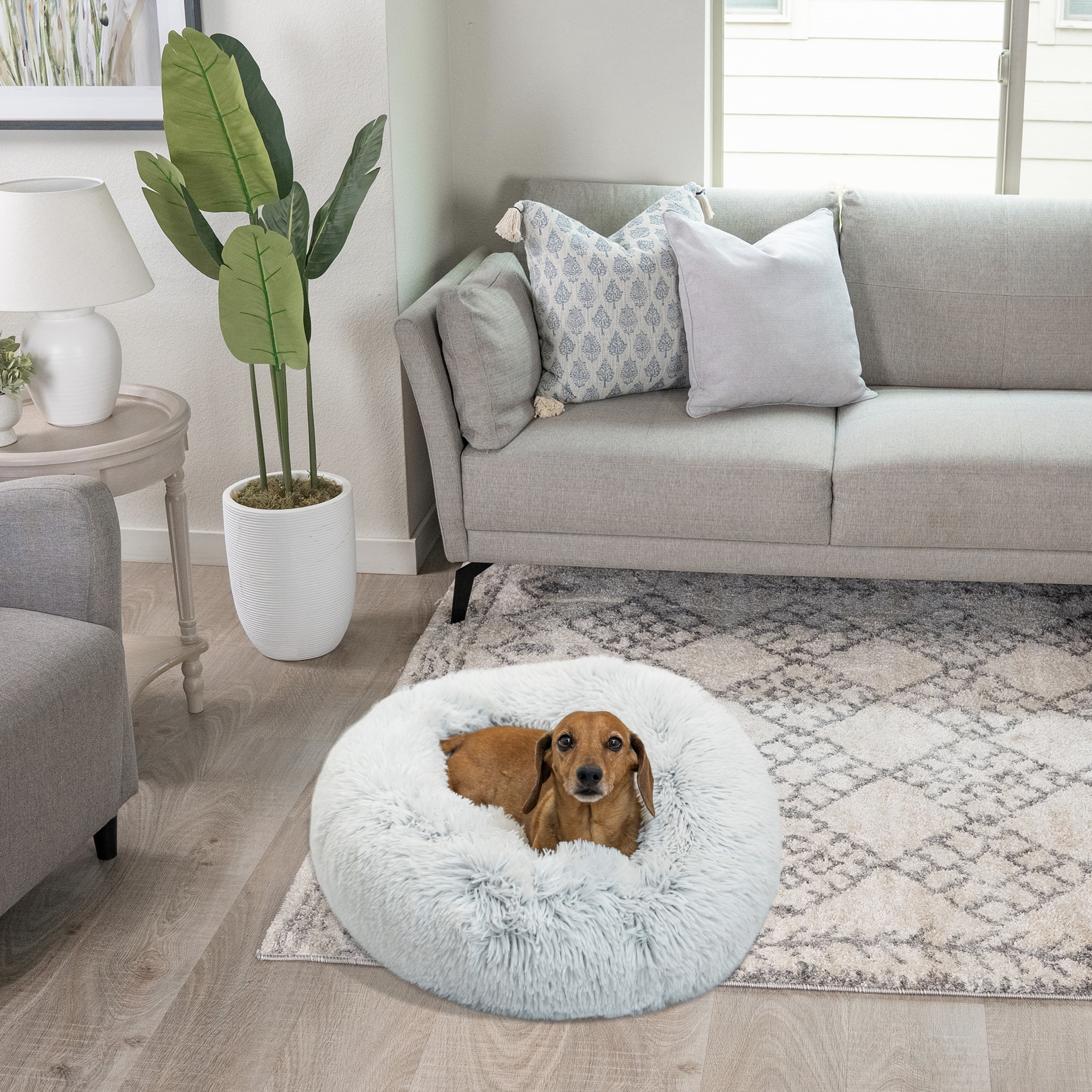 Best Friends by Sheri Original Calming Donut Dog Bed, Frost Gray, Small 23"