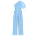 thumbnail image 3 of iixpin Girls Jumpsuit Summer Party One Shoulder Overalls One Piece Outfit Kids Long Pants Dressy Romper Light Blue 14, 3 of 5