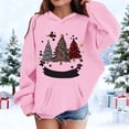 thumbnail image 2 of Tanghaowl Kids Sweatshirts Print Girls Hooded Sweatshirt Festive Kids Pullover Cozy Top Soft Casual Winter Wear Outfit Childrens Holiday Pink 1-2 Years, 2 of 5