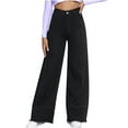 thumbnail image 1 of KIHOUT Jeans à Jambe Grand pour Femmes Tendance Taille Haute Ample Jambe Droite Extensible Pantalon en Denim Rétro avec Poches à Poche, 1 of 9