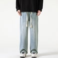 thumbnail image 2 of YUELONGHU Adult Men Casual Pants Cargo Pants for Men Mens High Street Washed Old Jeans Gradual Loose Straight Tube Floor Sweeping Wide Leg Pants, 2 of 5