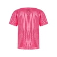 thumbnail image 4 of vastwit Kids Boys Girls T-Shirt Hip-hop Jazz Dance Tops Short Sleeve Sequins Solid Color Tee Tops Hot Pink 140, 4 of 5