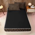 thumbnail image 4 of Meiyoeat Classic Leopard Print Zipper Full Size Comforter Sets with Fitted Sheet and 2 Pillowcases, Wild Animal Spot Pattern Zipper Bedding Set, Brown Black,4pcs,Black Reversible, 4 of 6