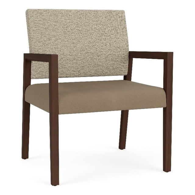 Pemberly Row Waiting Reception Wide Guest Chair Wood Frame in Brown
