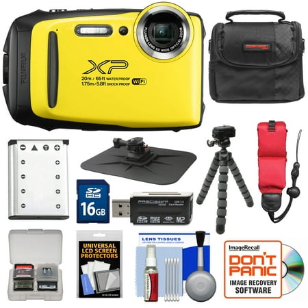 Fujifilm FinePix XP130 Shock & Waterproof Wi-Fi Digital Camera (Yellow) with 16GB Card + Battery + Cases + Tripod + Strap +
