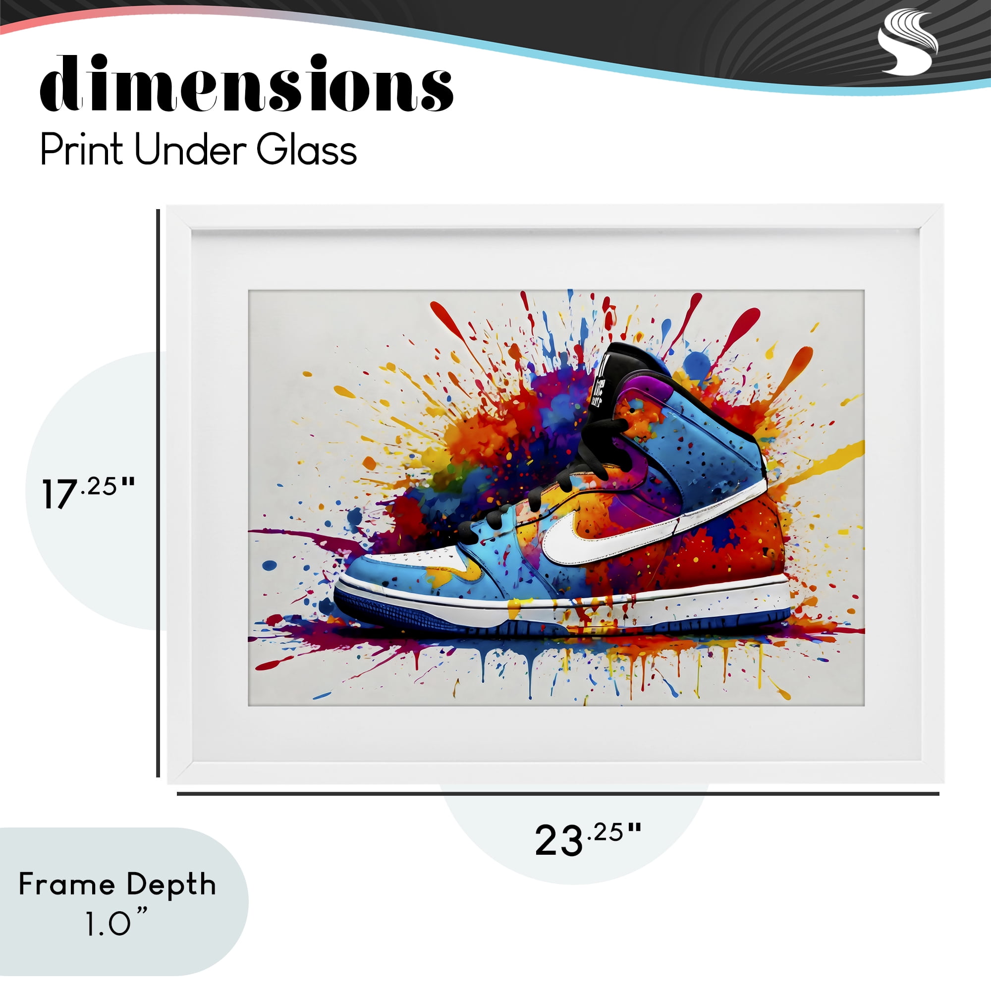 Stupell Industries Centric Sneaker Splash White Framed Print Under Glass, design by Creative Studio