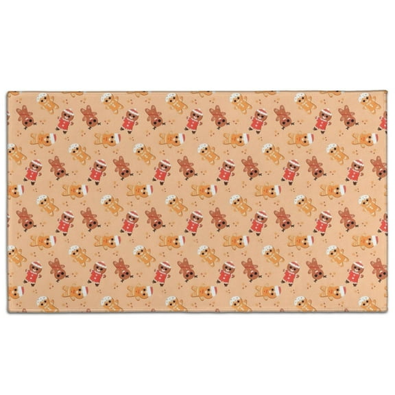 Orange Christmas Gingerbread Man Pattern Door Rugs,Washable Non Slip Door Mats Indoor,Decorative Door Mats,Entry Mat Indoor for Entrance,Bedroom,Kitchen,Bathroom,17"x30"