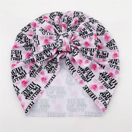 

nsendm Bowknot Floral Tie-Dye Baby Print Cap Girls Letter Boys Turban Hat Elastics Toddler Baby Care Ear Hats Hat I One Size