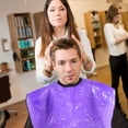 thumbnail image 2 of MasteelfCA Cape de Coiffure Courte Violette Réutilisable Imperméable pour Salon Professionnel DIY Fournitures pour Clients Maison, 2 of 7