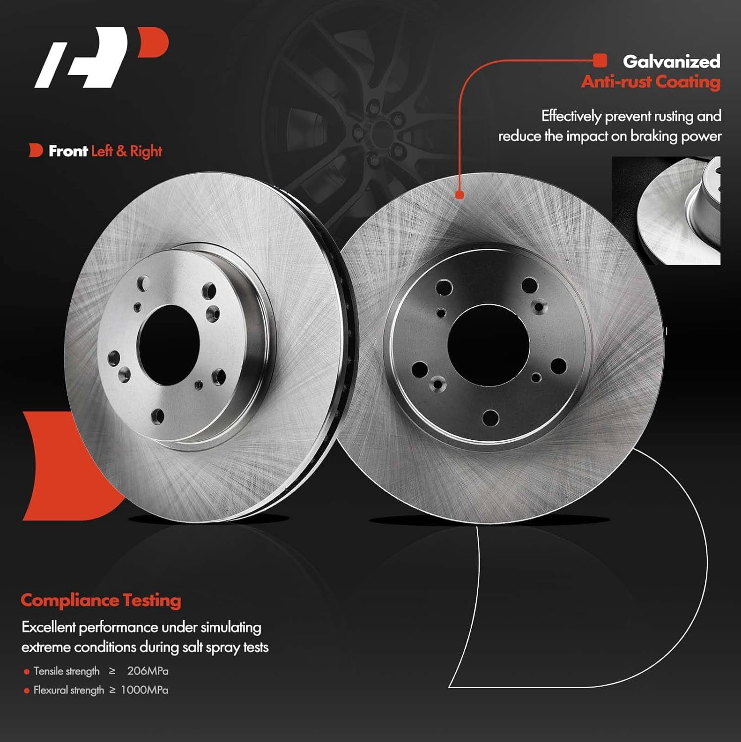 A-Premium Front Disc Brake Rotors Set Compatible with Honda CR-V CRV 2002-2004 Civic 2006-2011/2013-2018 Accord Element CR-Z Acura CSX ILX Only 2-PC