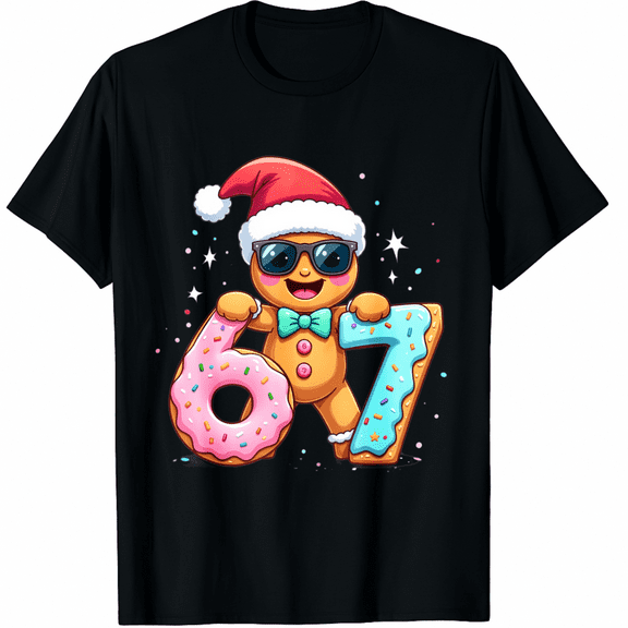 Funny Gingerbread Six Seven 67 Ice Cream Drip Christmas T-Shirt for Men and Women for Men and Women