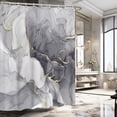 thumbnail image 1 of Rideau de Douche en Marbre Gris Doré - Ensemble de Rideaux de Bain en Tissu Minimaliste et Moderne à Motif Abstrait, Comprend des Crochets, 72x72 Pouces, Ajoute Sophistication et Élégance à Tout Décor de Salle de Bain, 1 of 6