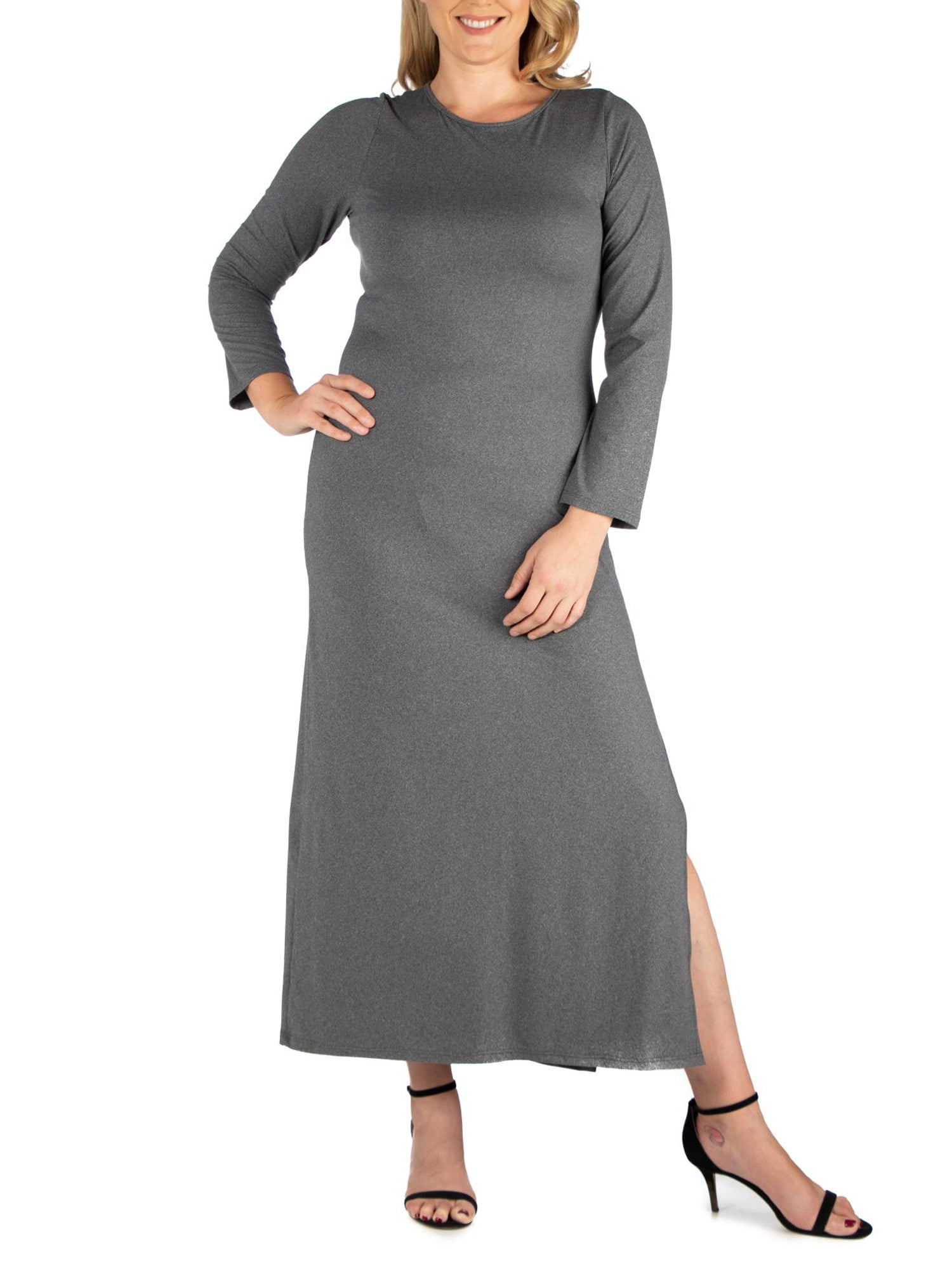 black long sleeve plus size maxi dress