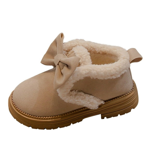 Otqutp Little Boys Shoes Fashion Big Kids Winter Water Proof Flat Keep Warm Snow Boots Comfortable Shoes Lightweight Shoes for 2-11 Years(White,9.5-10 Years)