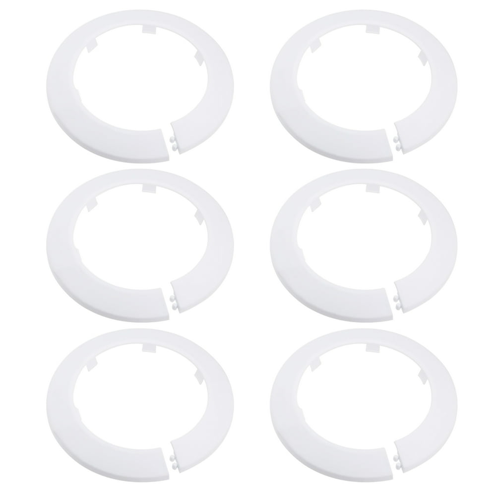 Uxcell 89mm PP Plastic White Water Pipe Cover Decoration 6 Pack