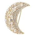 thumbnail image 4 of Broche de Perla Simulada Salvador en forma de luna dorado, 4 of 7