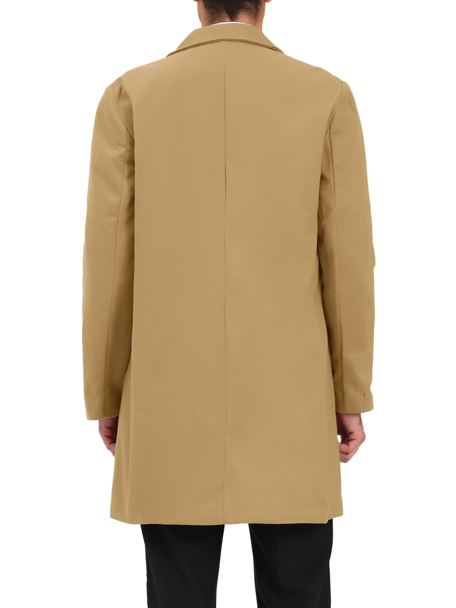 Unique Bargains Men's Trench Notch Lapel Single Breasted Classic Long Overcoat XL Khaki