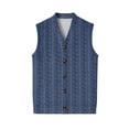 thumbnail image 7 of Vests for Men Cable Knit V-Neck Sleeveless Sweater Button Down Cardigan Fall Winter Business Casual Blue 3XL, 7 of 7