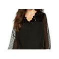 thumbnail image 2 of Style & Co Women's Mixed-Media Sheer-Sleeve Blouse Black Size Large, 2 of 4