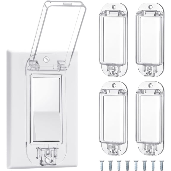 4 Pack Light Switch Guard Cover, Clear Child Proof Wall Switch Protector for Rocker Switches, Prevents Accidental Turning On or Off