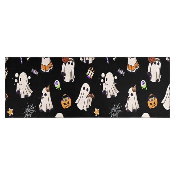 Costumed Ghost Halloween Pattern Kitchen Rug Mat,Kitchen Runner Rugs Non Skid Washable,Decorative Kitchen Floor Mats for Kitchen,Sink,Laundry,17"X47"