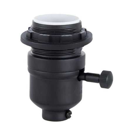 

B&P Lamp® Satin Black Finish Med. Base Modern On/Off Lamp Socket With Uno Ring