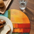 thumbnail image 3 of Teal Orange Geometric Round Placemats Set of 4 for Dinning Tables,Heat-proof Braided Table Mats 13 Inch,Contemporary Oil Painting Art Washable Place Mat for Kitchen Restaurant Party Table Decor, 3 of 9