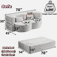 thumbnail image 3 of Aukfa 2-in-1 Convertible Couch Bed with 2 Pillows, Folding Floor Couch, 15" Full Size Bed Mattress, Memory Foam Sleeper Sofa Bed, Pink, 3 of 8