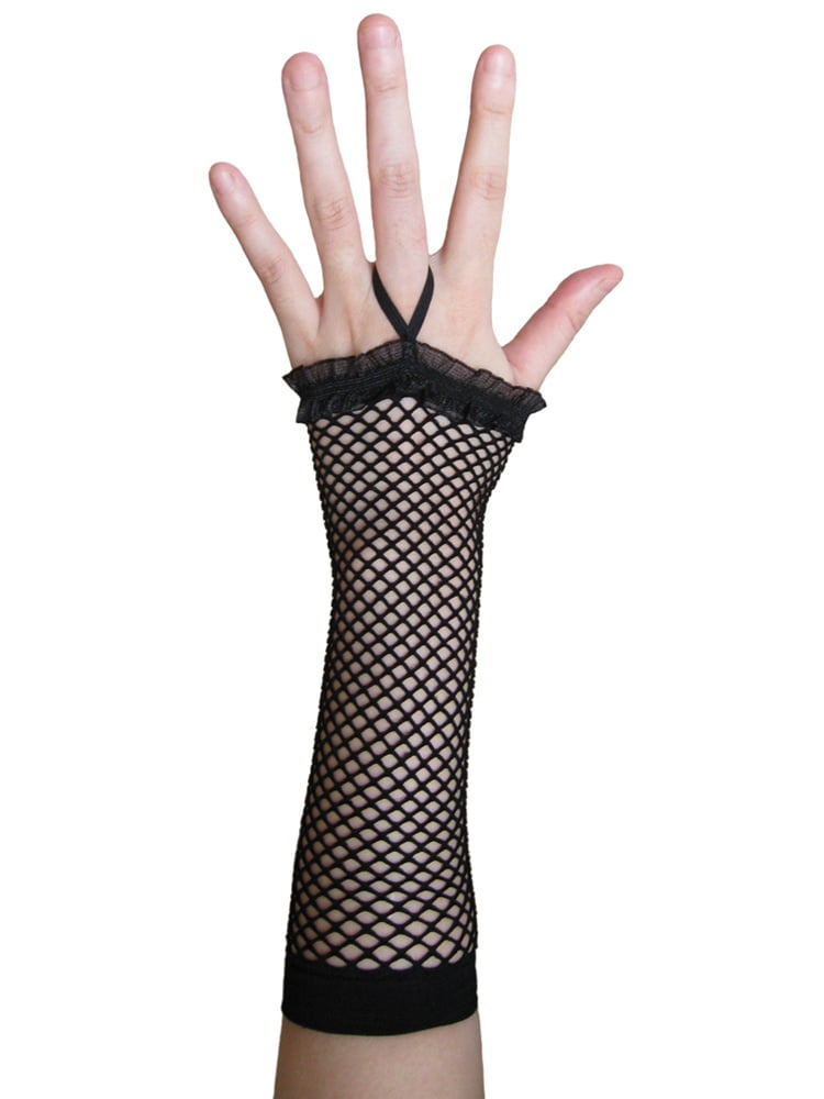 Women Long Fishnet Gloves Fingerless Loop Gothic Steampunk Black Leg Avenue 2019