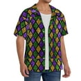 thumbnail image 2 of Goofa Mardi Gras Shiny Green Purple Printed Men's Casual Short-sleeved Shirt,Lightweight Breathable Button-down,Summer Casual men's top,Versatile Fashion shirt-4X-Large, 2 of 7