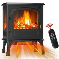 Simenmax Freestanding Electric Fireplace Heater, 26" Electric Fireplace Infrared Stove Heater, 3D Realistic Flame Effects, Adjustable Brightness and Heating Mode, Overheating Safe Design,1500W, Black
