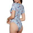 thumbnail image 4 of Uemuo Animal Pattern Women's One Piece Short Sleeve Swimsuit Rash Guard Surfing Modest Quick-drying Swimsuit Beach Essentials-Large, 4 of 9