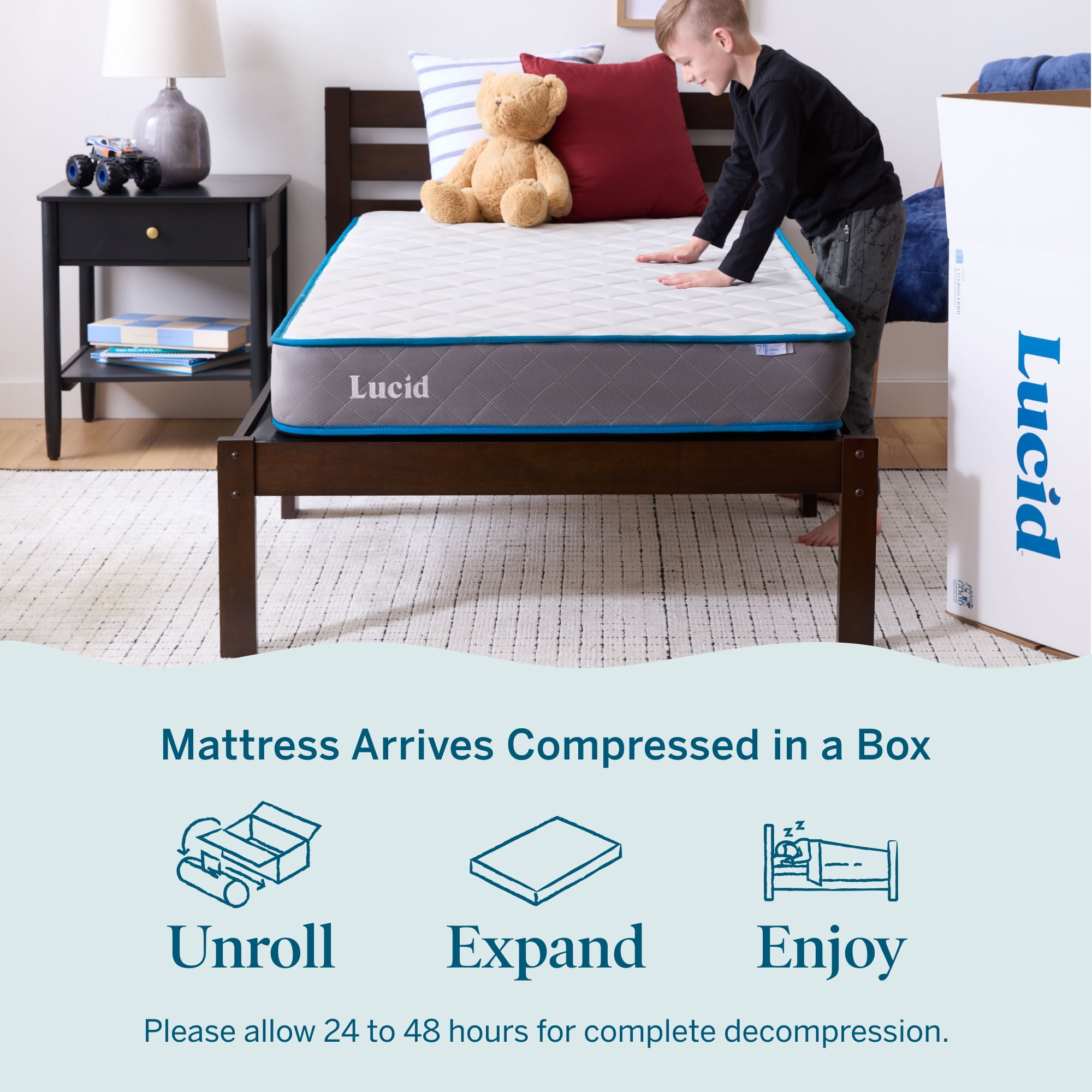 Lucid Bounder 7" Innerspring Mattress with Quilted Fabric Cover, Full