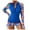 Blue, variant on Utoimkio Women's Two Piece Rash Guard Long Sleeve Swimsuits Front Zip Floral Print Bathing Suits for Women with Boyshorts UPF 50+ Summer Swim Shirts Beach Swimwear