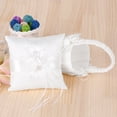 thumbnail image 6 of 7 * 7 inches Ivory White Satin Flower Bowknot Ring Bearer Pillow and Wedding Flower Girl Basket Set, 6 of 6